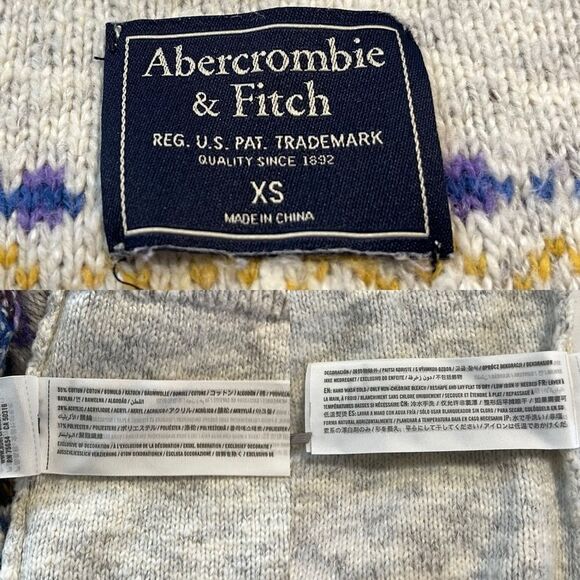 Abercrombie & Fitch Mock Neck Sweater | Fair Isle Heather Gray Multicolor - Picture 8 of 10